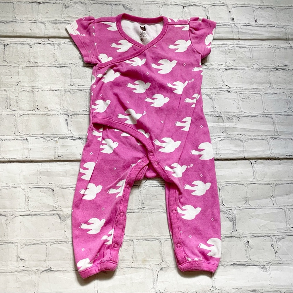 Girls Tea Collection Fuchsia Wrap Romper with White Bird
